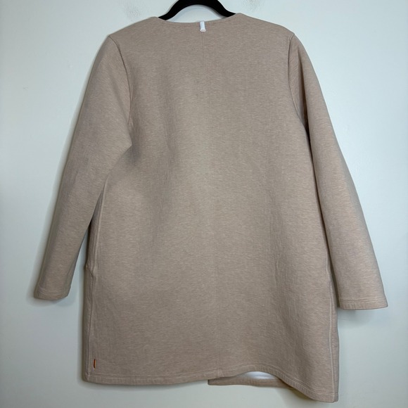 Lucy Womens Open Front Cardigan Jacket Tan Oatmeal Heather Longline Pockets M - Picture 6 of 6
